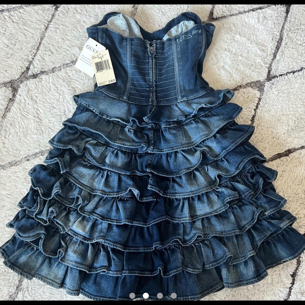 GUESS Ruffle Bustier Denim Dress - Picture 5 of 5